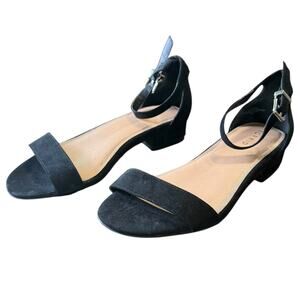 Torrid Black Faux Suede Strappy Chunky Block Heel Size 9W